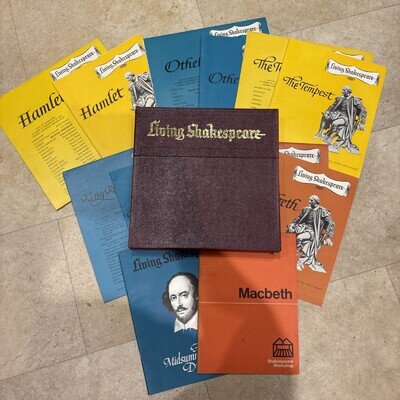 1964 Vintage Antique Living Shakespeare Set Of 5 LPs With Supporting Text