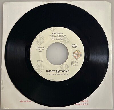 Ambrosia / Biggest Part of Me / WB 45rpm / Mint
