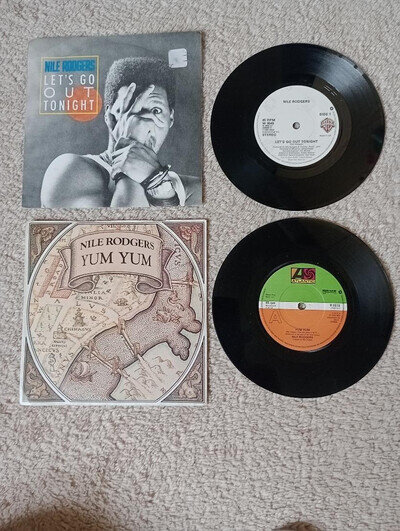 NILE RODGERS YUM YUM and LET`S GO OUT TONIGHT 7" SINGLE RECORDS