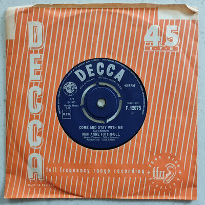 Marianne Faithfull - Come And Stay With Me - Excellent Condition - 1965 - 7"