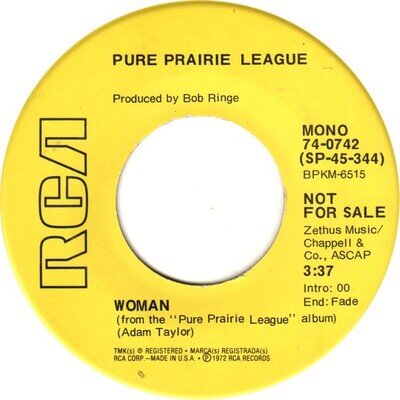 Pure Prairie League - Woman - Used Vinyl Record 7 - 38 - Promo - Y8100z