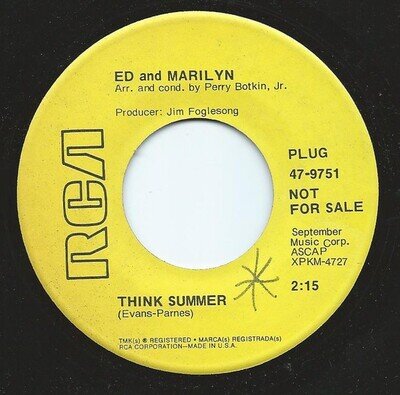 Ed Ames - Think Summer - Used Vinyl Record 7 - 02 - Promo - X8100z