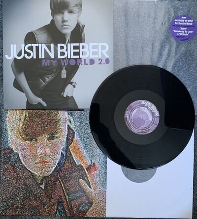 Justin Bieber, My World 2.0 LP, Ex/Ex, 2016 Release, Lyric Sheet, Download Card