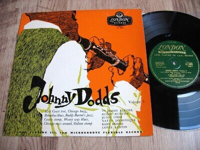 JOHNNY DODDS, VOL. 3, ORIG 1956 UK LONDON 10" LP, JUNIE COBB/LOVIE AUSTIN, JAZZ