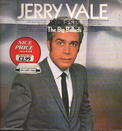 Jerry Vale Requests the Big Ballads LP vinyl UK Cbs Nice price stickered sleeve