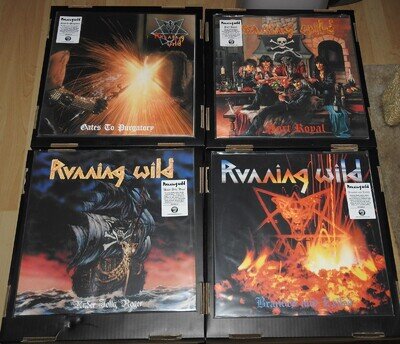 Running Wild Vinyl Picture Disc SET of 4 Ltd Ed 500 Branded Jolly Purgatory Port