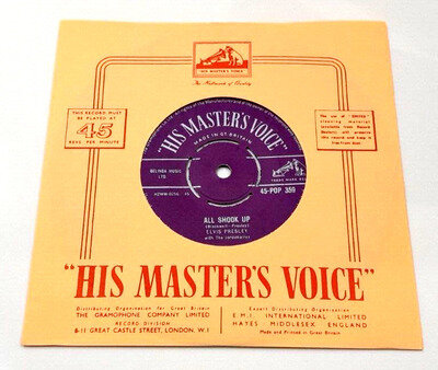 Elvis Presley's HMV 7" 45 POP 359 All Shook up SILVER CASTLE CENTRE NO2 EX-