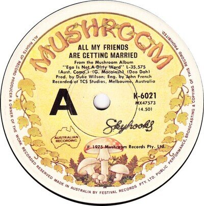 Skyhooks - All My Friends Are Getting Married / Saturday Night - Used - X8100z