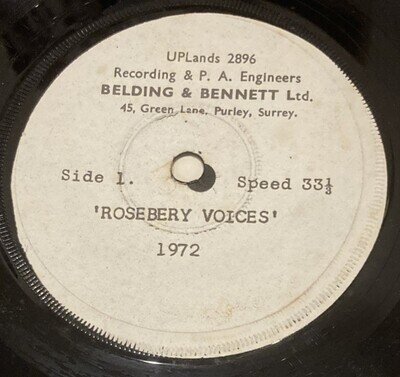 Rosebery Voices 1972 Private Pressing EP Vinyl Record Folk poetry and religious