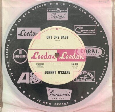 Johnny O'Keefe Cry Cry Baby / Nobody Loves Me 1964 Oz Leedon 45