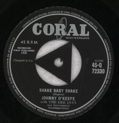 Shake Baby Shake Johnny O'Keefe 7" vinyl single record UK