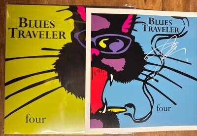 RARE SIGNED JOHN POPPER BLUE VINYL ALTERNATIVE ARTWORK BLUES TRAVELER FOUR LP