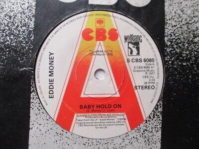 Eddie Money "Baby Hold On" CBS PROMO UK 7" Single EX