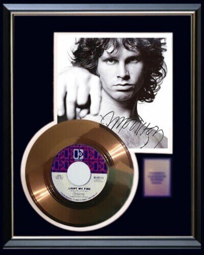 JIM MORRISON DOORS LIGHT MY FIRE GOLD RECORD W- PRINTED SIGNED AUTOGRAPH RARE