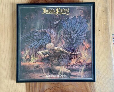 Judas Priest Sad Wings of Destiny Vinyl LP Record Band Signed 1976 UK Framed.