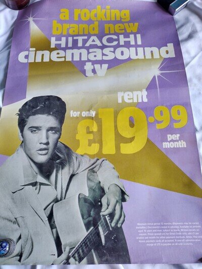 Very Rare Elvis Presley Hitachi Cinemasound TV Advertising Poster
