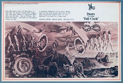 THE DOORS 1972 Poster Style UK ADVERT FULL CIRCLE Ray Manzarek Jim Morrison