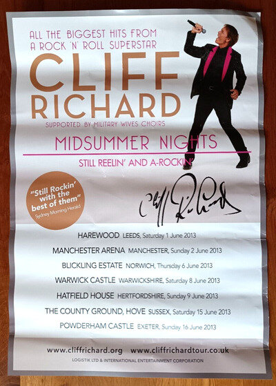 Cliff Richard Memorabilia Souvenir Signed Poster Still Reelin' & A Rockin' d