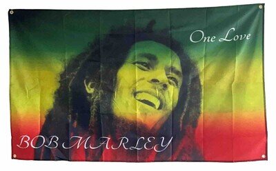 BOB MARLEY ONE LOVE ICONIC MUSIC FLAG 5×3 Ft RASTA JAMAICA FREE UK 48HR POST