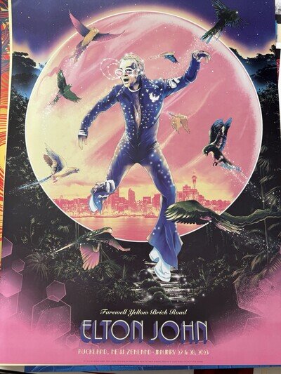 Elton John Farewell Yellow Brick Road New Zealand 2023 Concert Poster 18x24