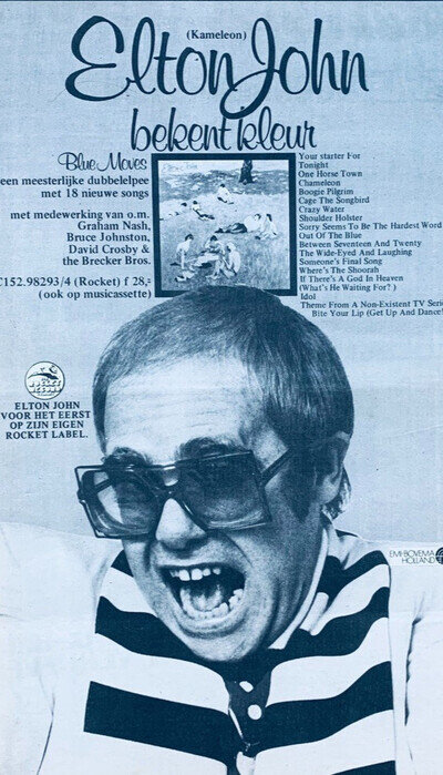 ELTON JOHN 1976 vintage DUTCH POSTER BLUE MOVES Rocket Records