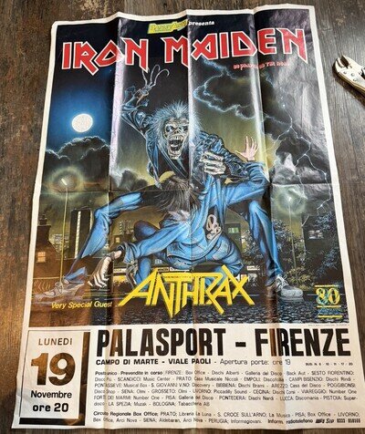 ROCK / IRON MAIDEN: 'NO PRAYER FOR THE ROAD' AUTHENTIC 1990 TOUR POSTER RARE!