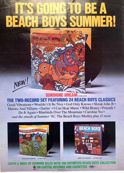 THE BEACH BOYS 1982 vintage POSTER ADVERT SUNSHINE DREAM