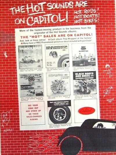 THE BEACH BOYS DICK DALE 1964 vintage POSTER ADVERT SHUT DOWN Capitol HOT RODS