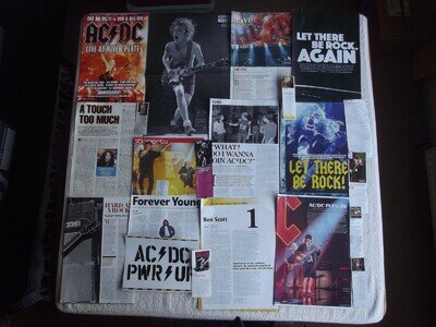 AC/DC - MAGAZINE CUTTINGS COLLECTION - CLIPPINGS, ADVERTS, POSTER X37.