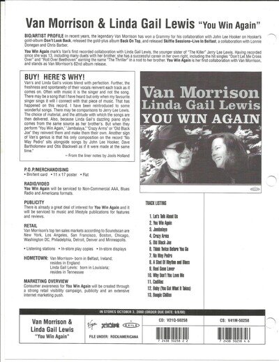 VAN MORRISON & SCARFACE Rare DOUBLE SIDED PROMO TRADE AD Poster of 2000 CD MINT