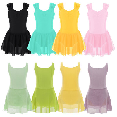 iEFiEL Girls Gymnastics Ballet Dress Mesh Tulle Skirt Leotard Ballerina Costume