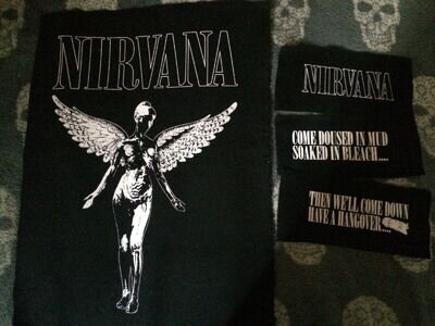 Nirvana In Utero Angel Come As You Are Black Canvas Patch Grunge Dumb Hangover