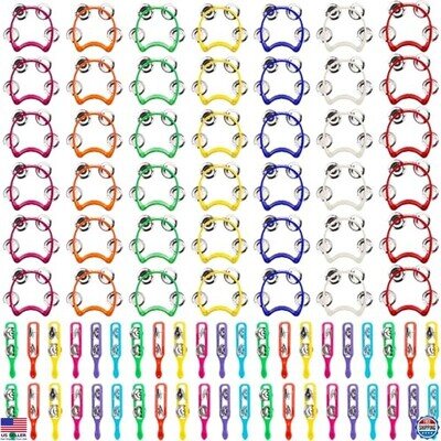 84 Pcs Kids Musical Instruments Set: 42 Tambourine Bells & 42 Colorful Cymbals