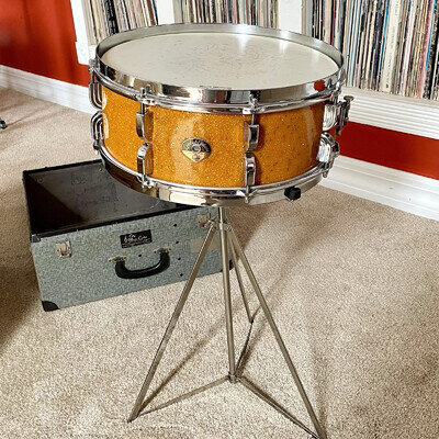 Leedy & Ludwig 5x14 Snare 1955 Sparkling Gold with Original Stand and Case