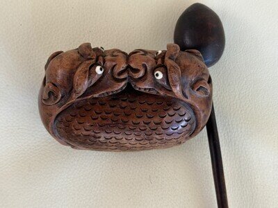 VINTAGE CHINESE TEMPLE CARVED DRAGON WOOD BLOCK HIGH PITCH MUSICAL INSTRUMENT