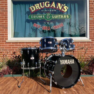 1985 Yamaha 8000 Tour Custom Drum Set 20/10/12/14 Solid Black MIJ