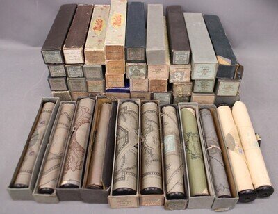 45x Vintage PLAYER PIANO ROLLS Mixed Songs Music Scrolls w/ Boxes - H65