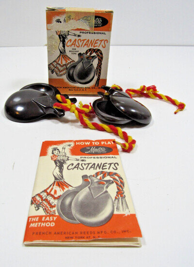 Vintage Mastro Professional Castanets Bakelite With Box And Instructions #P30