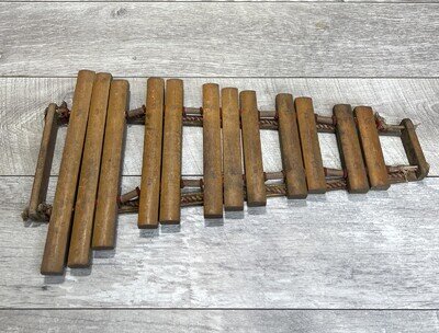 Antique Wood Hand-Made Xylophone Music Instrument Primitive Country Decor 25” L