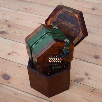 Lachenal English Concertina 48 Key Antique Working In Case (1858?)