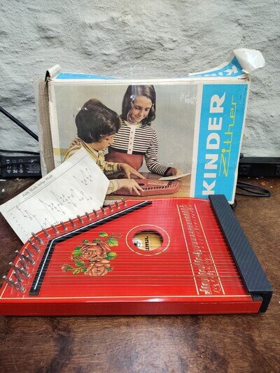 Vintage German MUSIMA Small String Harp 1970's Kinder-Zither Made In GDR 3 Chord
