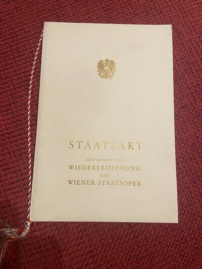 Karl BOEHM, Official Opening Programm 5th November 1955 Vienna State Opera