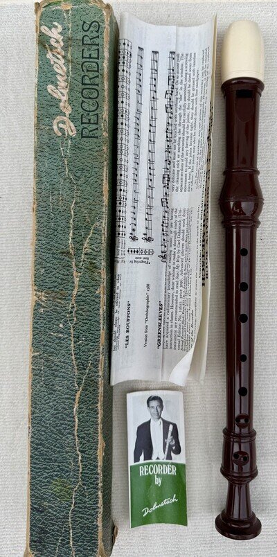 VINTAGE ORIGINAL 1970s DR CARL DOLMETSCH RECORDER MUSICAL INSTRUMENT WITH BOX