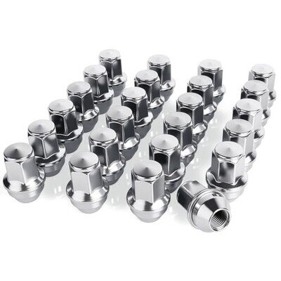 24Pcs 14mm x 1.5 Closed End Bulge Acorn Style Lug Nuts, Conical 60 Degree