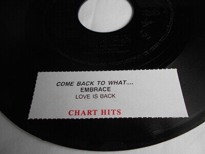 Embrace Come Back To What You Know Mint- 7" Promo Jukebox 1998 Love is Back Nice