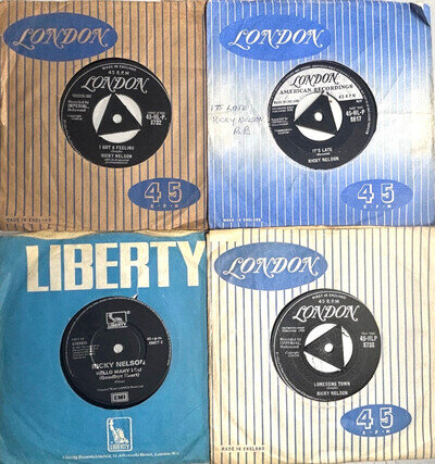 JOB LOT 4 X RICKY NELSON 7" RECORDS (SEE TITLES BELOW) 1958