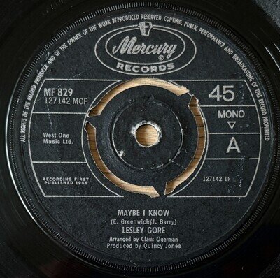 LESLEY GORE MAYBE I KNOW 7" MERCURY (1964) VG POP UK