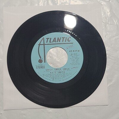 Kate Smith ~ Smile, Smile, Smile/ Same ~ Atlantic Promo 45 RPM Record EX🔥Copy