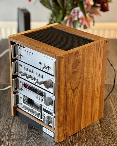 Aiwa 22 Series P22 C22 R22 L22 HiFi System in Wooden Case-Working Except Deck