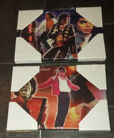 Michael Jackson Canvas Posters x2 Sealed New 12" x 8.5" Thriller Bad History MJ